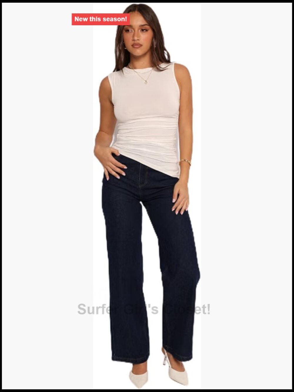 Sleeveless Ruched Side Tank Top with Asymmetrical Hem